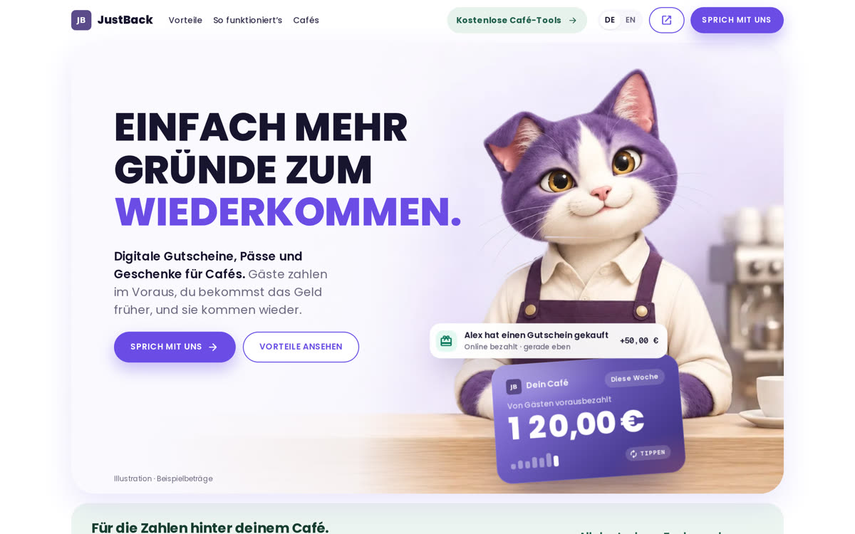 The JustBack website